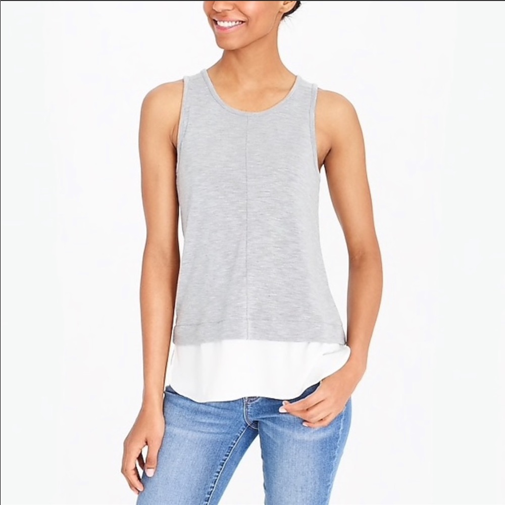 Gray and White Sleeveless Top